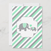 Invitation 🐘 d'éléphant vert et gris | BABY SHOWER (Dos)