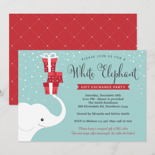 Invitation d'éléphants blancs, Invitation de Noël (Devant / Derrière)