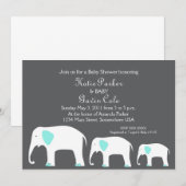 Invitation d'éléphants Bleu et gris (Devant / Derrière)
