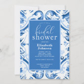 Invitation Delft Bleu Blanc Floral Fête des mariées moderne (Devant)
