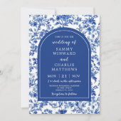 Invitation Delft Blue Antique Chinoiserie Mariage (Devant)