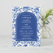 Invitation Delft Blue Antique Chinoiserie Mariage (Debout devant)