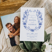 Delft Blue Chinoiserie Floral Porcelaine Mariage