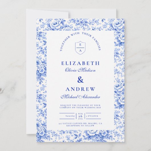 Invitation Delft Blue Chinoiserie Wedding (Devant)
