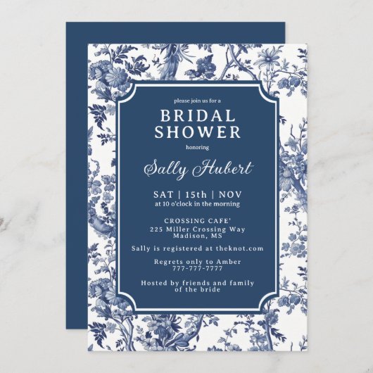 Invitation Delft Chinoiserie Bridal Shower (Devant / Derrière)