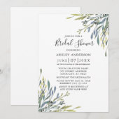 Invitation Délicat Aquarelle Fête des mariées de verdure (Devant / Derrière)