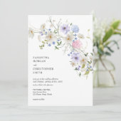 Invitation Délicat aquarelle violet bleu fleurs sauvages (Debout devant)