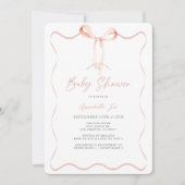 Invitation Délicat Baby shower de fille de béquille rose en r (Devant)