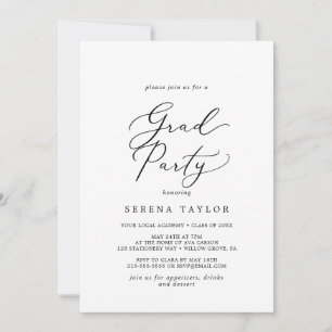 Invitation Délicat Black Calligraphy Grad Party