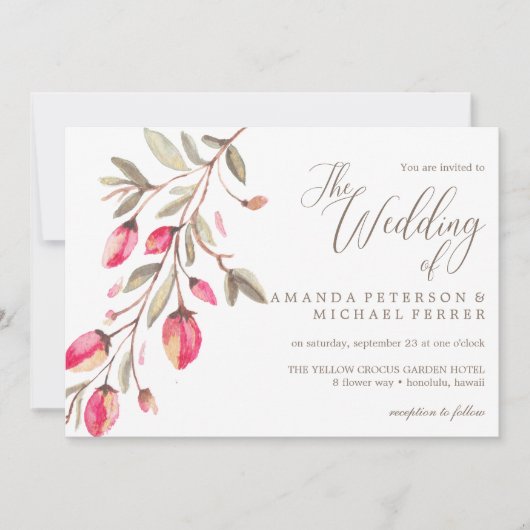 Invitation Délicat Bloom typographie mariage rustique (Devant)