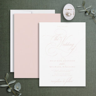 Invitation Délicat Blush Rose Moderne Calligraphie Classique