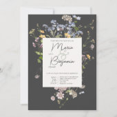 Invitation Délicat Boho Fleur sauvage Mariage de charbon (Devant)