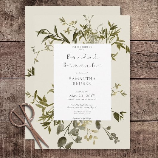 Invitation Délicat Boho Green Brunch nuptial