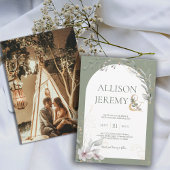 Invitation Délicat Botanique Sage Green Arch Wedding Invitati