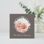 Invitation Délicat Christening Floral (Debout devant)