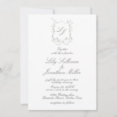 Invitation Délicat Citrouille d'automne Monogram Crest Mariag (Devant)