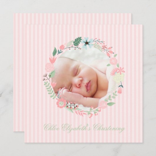 Invitation Délicat Crème Floral (Devant / Derrière)