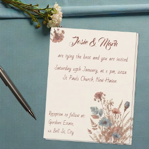 Invitation Délicat Fleur sauvage romantique  simple Mariage
