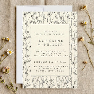 Invitation Délicat fleurs sauvages sans couture motif mariage