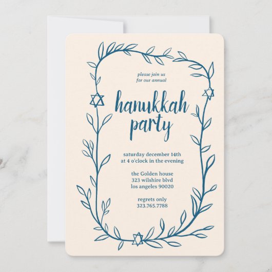 Invitation Délicat Hanoukka Party Star de David (Devant)
