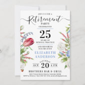 Invitation Délicat Lavande Blue Floral Retraite Party (Devant)