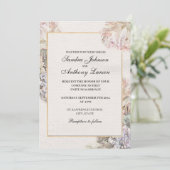 Invitation Délicat Mariage floral aquarelle (Debout devant)