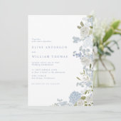 Invitation Délicat Mariage floral bleu doux (Debout devant)
