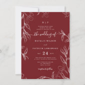 Invitation Délicat Mariage floral Bourgogne (Devant)