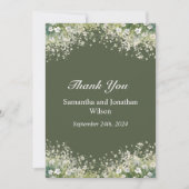 Invitation Délicat Mariage vert d'olive fleuri (Devant)