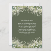Invitation Délicat Mariage vert d'olive fleuri (Dos)