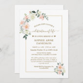 Invitation Délicat Mémorial funéraire aux fleurs blanches (Devant / Derrière)