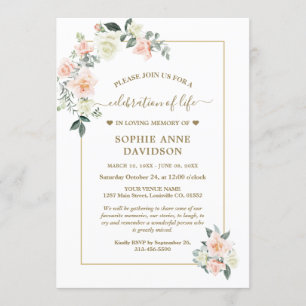 Invitation Délicat Mémorial funéraire aux fleurs blanches