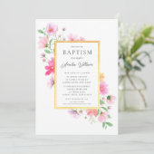 Invitation Délicat Pétales Baptême (Debout devant)