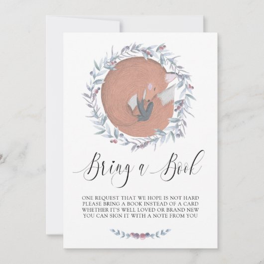 Invitation Délicat renard botanique Apportez un livre (Devant)