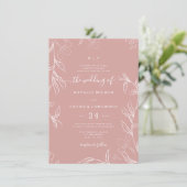 Invitation Délicat Rose floral Dusty à la main (Debout devant)