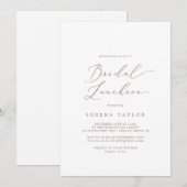 Invitation Délicat Rose Gold Calligraphie Bridal Déjeuner (Devant / Derrière)