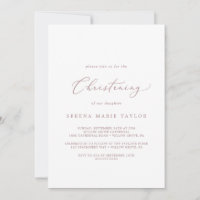 Délicat Rose Gold Calligraphie Christening