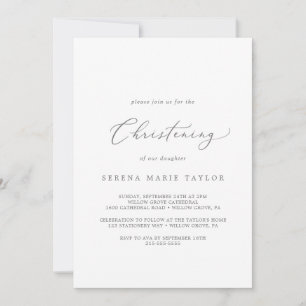 Invitation Délicat Silver Calligraphy Christening