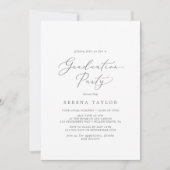 Invitation Délicat Silver Calligraphy Graduation Party (Devant)