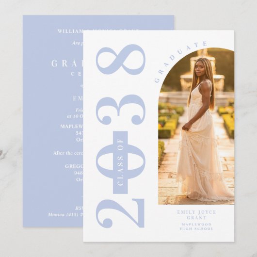 Invitation Delicate Arch MInimalist Grad Light Blue Shades (Devant / Derrière)