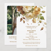 Invitation Delicate Brown & Marfil Botanical Floral Funeral (Devant / Derrière)