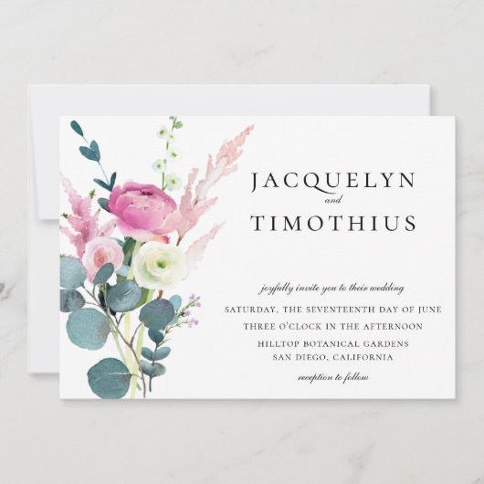 Invitation Delicate Chic Garden Floral Mariage (Devant)