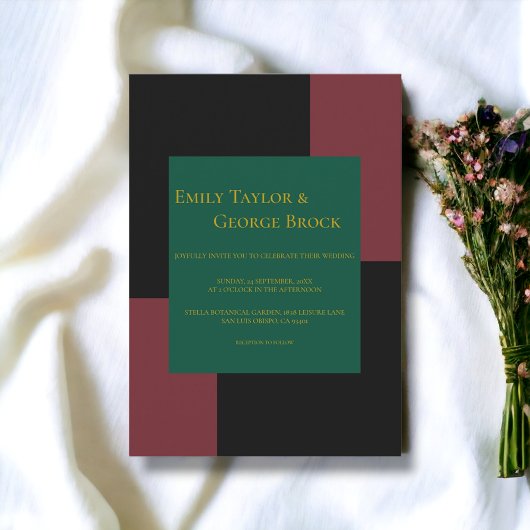 Invitation Delicate Chic Retro Colorful Mariage