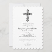 Invitation Delicate Christian Cross Minimal Photo Funeral (Devant)