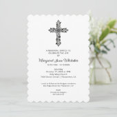 Invitation Delicate Christian Cross Minimal Photo Funeral (Debout devant)