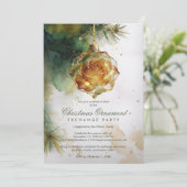 Invitation Delicate Christmas Ornament Shaped Like a Rose (Debout devant)