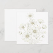 Invitation Delicate Cosmos Bouquet Line Art Grace (Devant / Derrière)