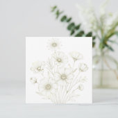 Invitation Delicate Cosmos Bouquet Line Art Grace (Debout devant)