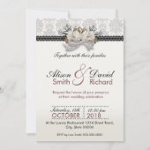 Invitation Delicate crystals bow with black lace (Devant)