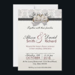 Invitation Delicate crystals bow with black lace<br><div class="desc">Delicate crystals bow with black lace</div>